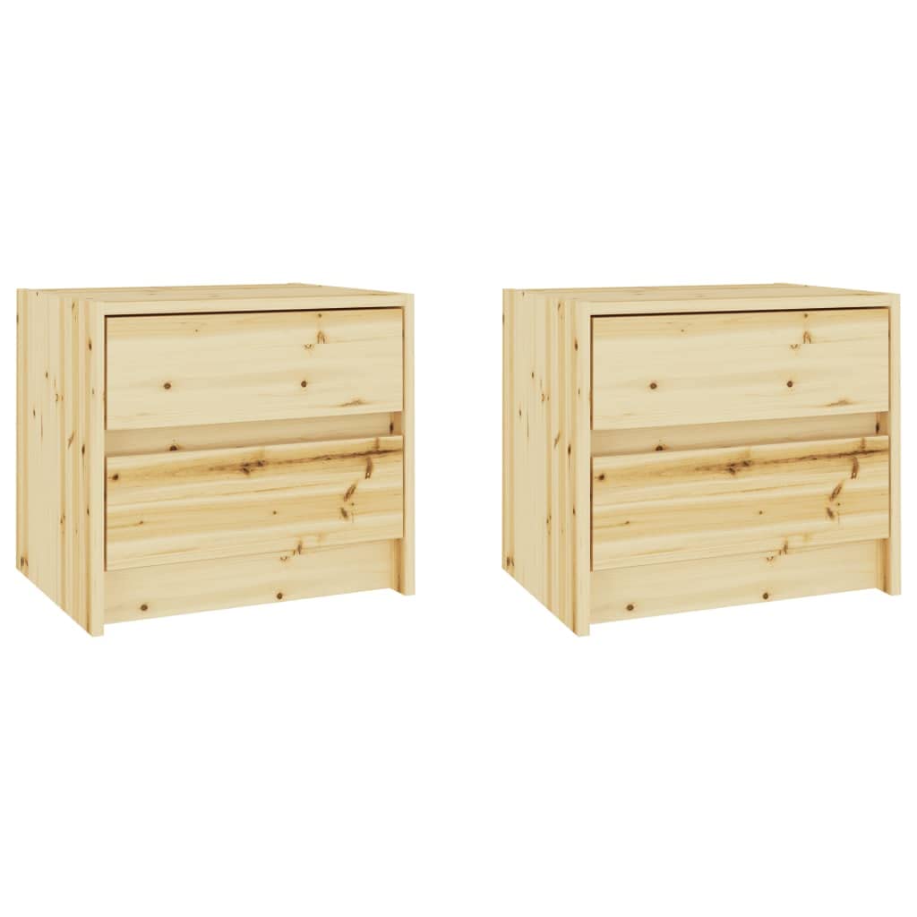 Vidaxl Bedside Cabinets 2 Pcs 15.7&quot;X12&quot;X14&quot; Solid Firwood