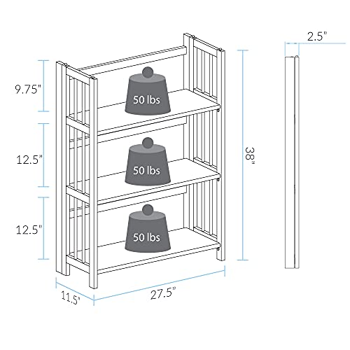 Casual Home 3-Shelf Folding Stackable Bookcase (27.5" Wide)-Mahagony