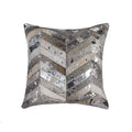 HomeRoots Cowhide, Microsuede, Polyfill 18' X 18' X 5' Silver Pillow