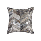 HomeRoots Cowhide, Microsuede, Polyfill 18' X 18' X 5' Silver Pillow