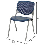 Kfi Seating Kool Series Polypropylene Stack Chair With Perforated Back, Navy Finish
