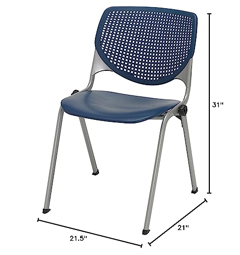 Kfi Seating Kool Series Polypropylene Stack Chair With Perforated Back, Navy Finish
