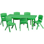 Flash Furniture Rectangular Activity Table Set, 24'W X 48'D X 14.50' - 23.75'H, Green