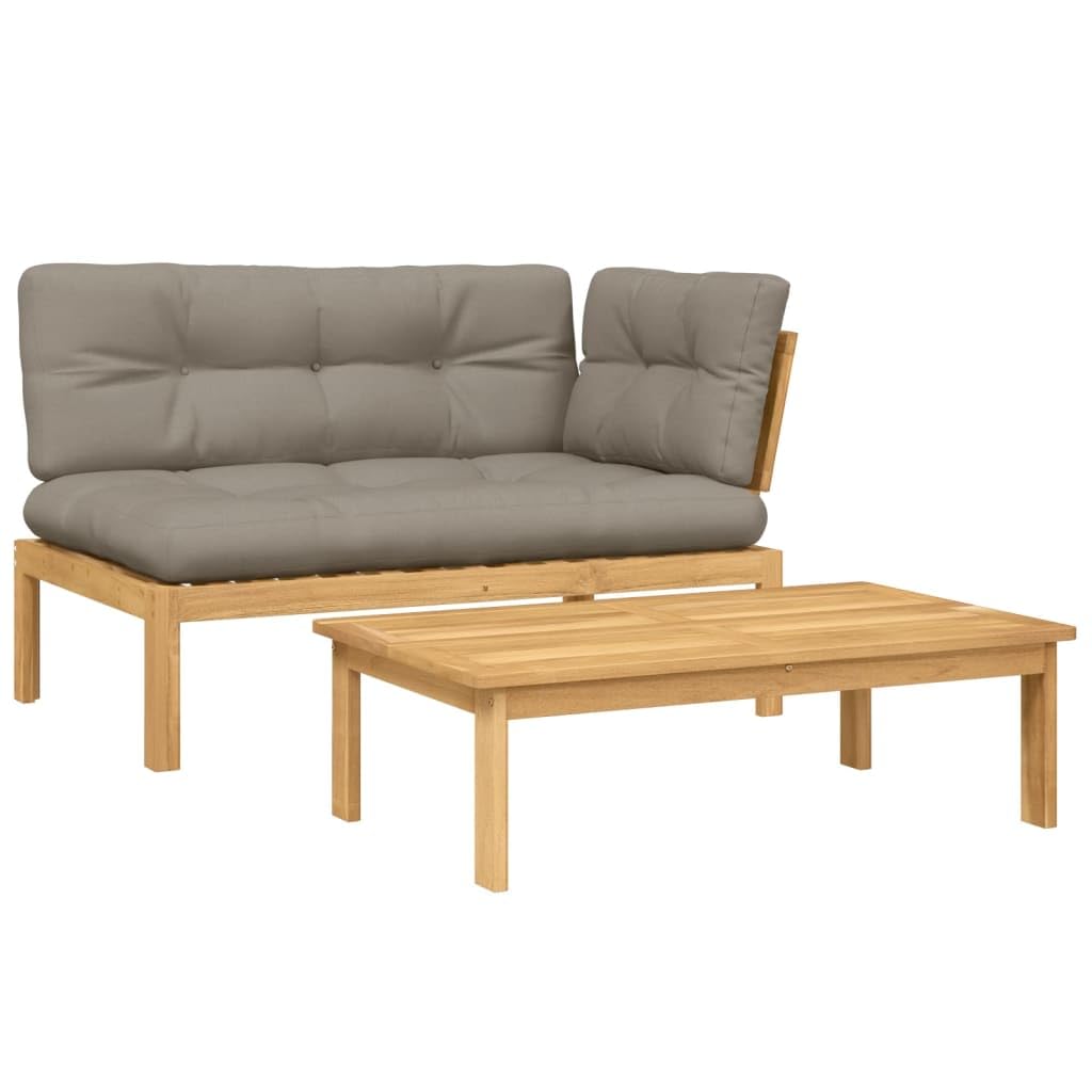 vidaXL Set of 2 garden pallet sofas and cushions Acacia Wood