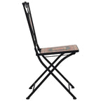 vidaXL Folding Bistro Chairs - Mosaic Outdoor Seat Set - Orange/Gray Ceramic - Patio/Garden