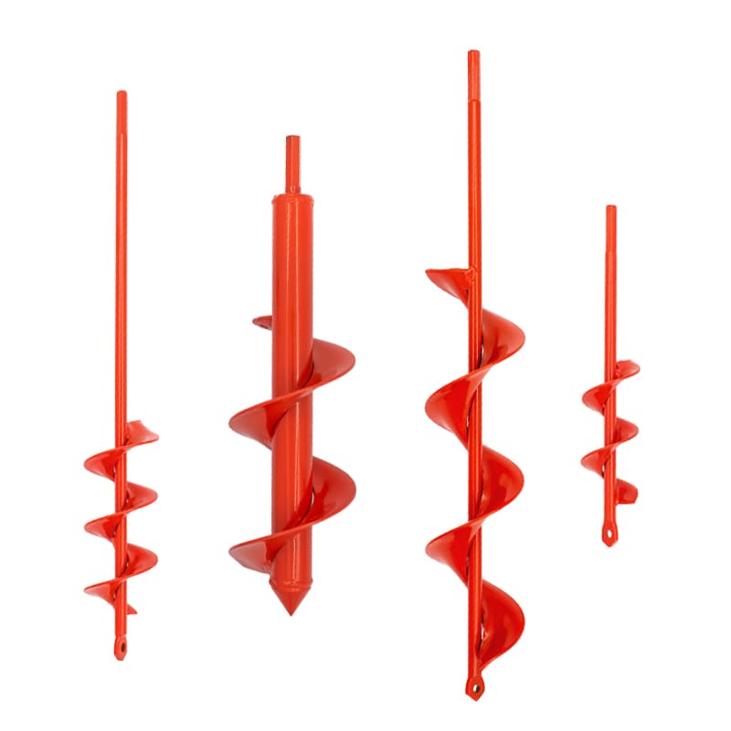 Maxccino Auger Drill Bit For Planting Set Of 4, Garden Ground Earth Spiral Drill Bit For 3/8' Hex Drive Drill, For Post Hole Di