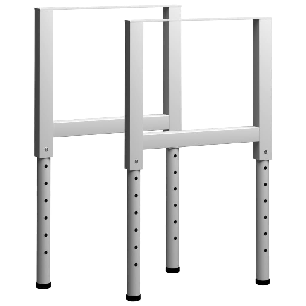 vidaXL Adjustable Workbench Frames, 2 pcs Metal Gray, Height Adjustable, Easy to Attach, Ideal for Heavy-Duty Workshops and Garages 21.7&quot; x (27.2&quot;-37.6&quot;)
