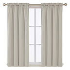 Deconovo Cream Curtains Blackout Drapes For Bedroom, Window Panels 63 Inch Length 2 Pack - 42W X 63L Inch, Light Beige, 2 Drapes
