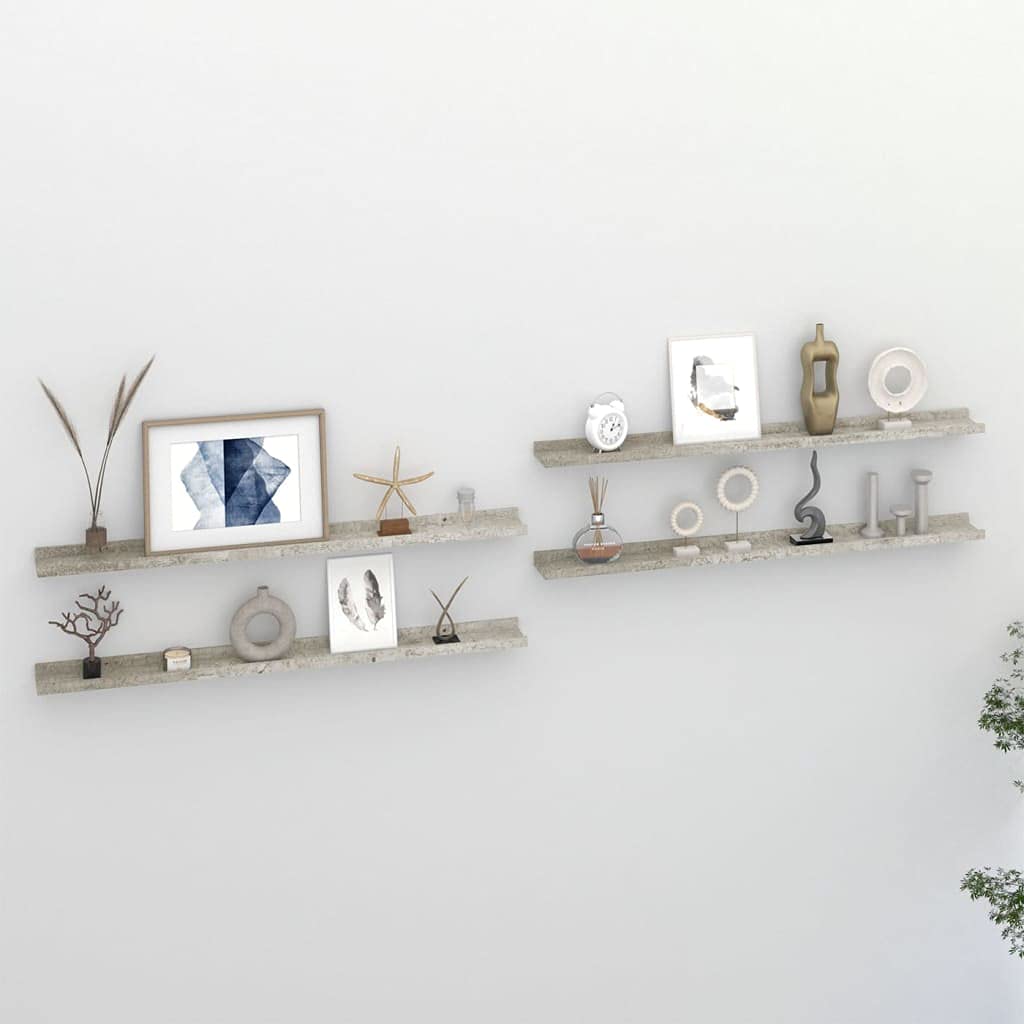 Vidaxl Wall Shelves 4 Pcs Concrete Gray 39.4''X3.5''X1.2''
