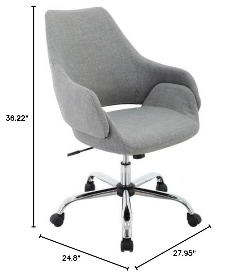 Hanover Everson 17.75-20.75&quot; Gas Lift, Wheeled Gray, Office Chair Grey