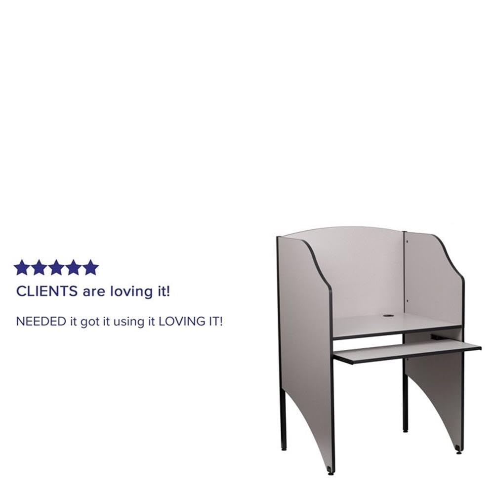Flash Furniture Kevin Starter Student Study Carrel for Testing Centers and Classrooms, Starter Study Carrel Unit/Private Student Testing Desk, Gray