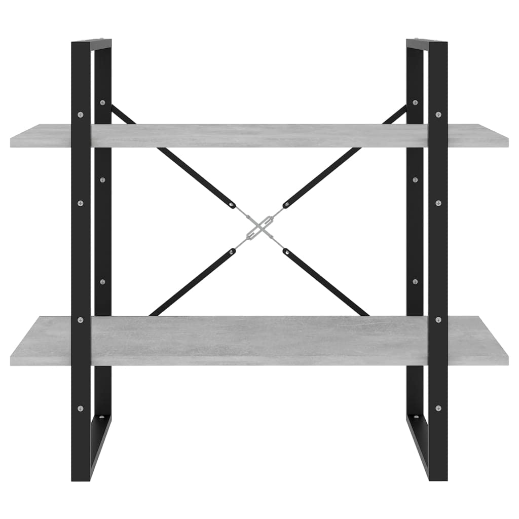 vidaXL 2-Tier Book Cabinet Concrete Gray 31.5&quot;x11.8&quot;x27.6&quot; Chipboard