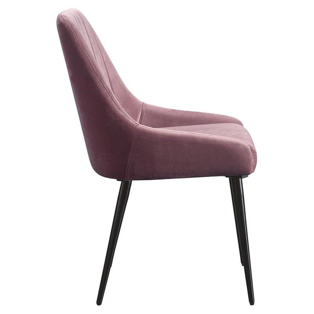 Acme Caspian Channel Tufted Fabric Side Chair in Pink and Black Set of 2