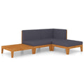 vidaXL Patio Lounge Set 4 Piece, Sectional Sofa for Outdoor, Patio Furniture with Cushions, Coffee Table, Scandinavian Style, Solid Acacia Wood