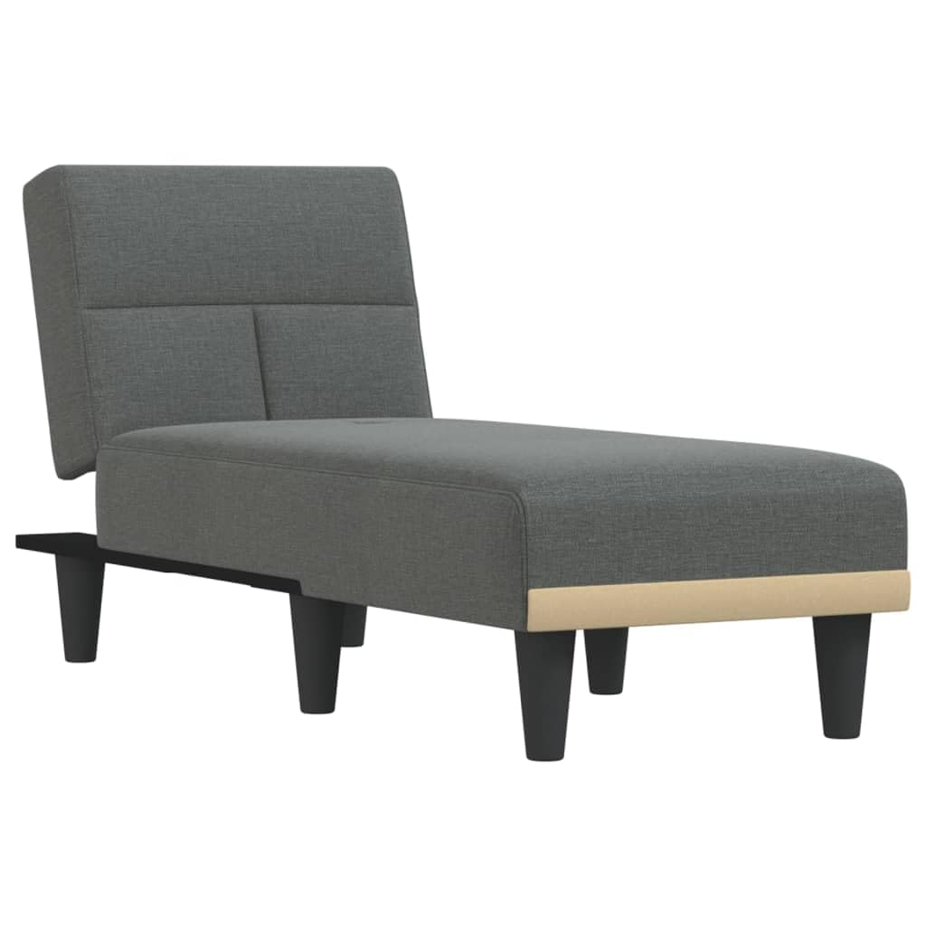 vidaXL Modern Reclining Chaise Longue in Dark Gray – Fabric Upholstery with Sturdy Plywood Frame for Living Room/Bedroom, Adjustable Positions, Comfortable Foam-Fill Bed
