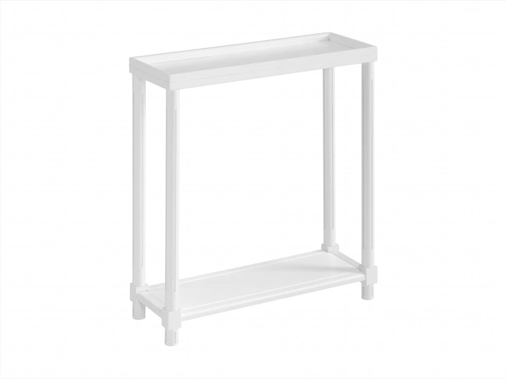 HomeRoots 515519 24 x 22 x 8 in. White Narrow Wood End Table with Shelf - Set of 2