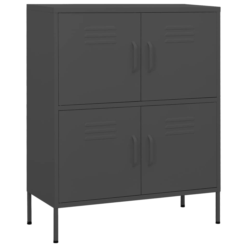 vidaXL Storage Cabinet - Anthracite - 31.5&quot;x13.8&quot;x40&quot; - Adjustable Steel Shelves - 4 Doors