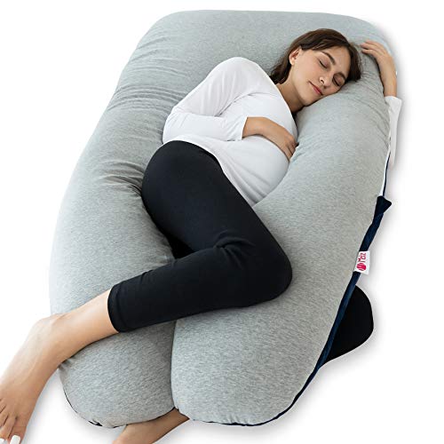 Meiz Pregnancy Pillow, Cooling Pregnancy Pillows For Sleeping, Full Body Pregnancy Pillow With Reversible Cooling Jersey Cover &