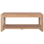 vidaXL Rustic Solid Wood Teak Coffee Table - Rectangular Brown Wooden Farmhouse Table with Shelf for Living Room, Lounge or Office