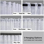 White Sheer Curtains 90 Inch Length For Bedroom 2 Panels Set Aesthetic,Textured Ruffle Pearl Pom Pom Curtains 90 Inches Long,Back Tab Shabby Chic Boho Curtain For Living Room,Patio Sliding Glass Door