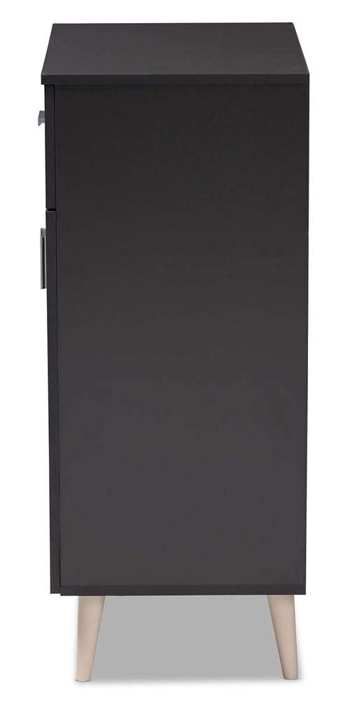 Baxton Studio Jonas Modern and Contemporary Dark Grey and Oak Brown Finished Kitchen Cabinet