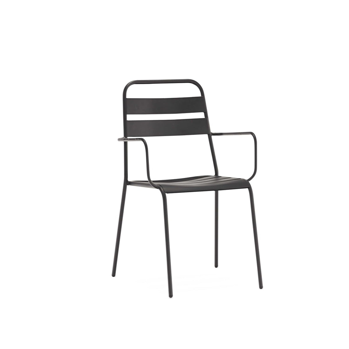 Homeroots Set Of 4 Gray Stackable Aluminum Arm Chairs
