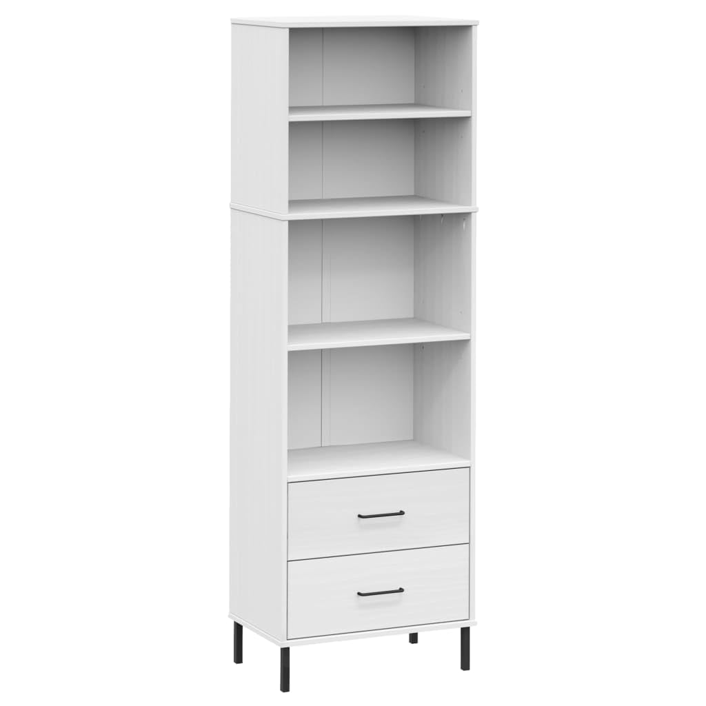 Bookcase with 2 Drawers White 23.6&quot;x13.8&quot;x70.9&quot; Solid Wood OSLO