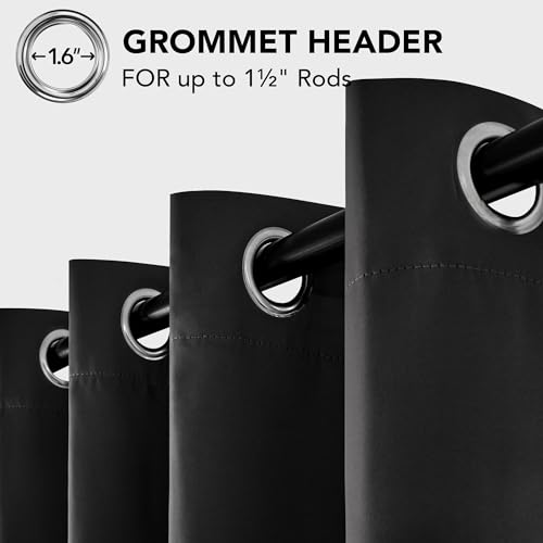 Deconovo Blackout Grommet Curtains ?Thermal Insulated, Noise-Reducing, Sustainable & Easy-Care Drapes For Bedroom, Living Room & Office ?Oeko-Tex Certified, Black, 55W X 78L Inch (Set Of 2)