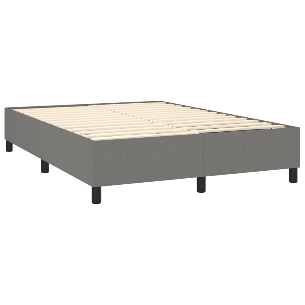 vidaXL Queen Size Box Spring Bed Frame, Dark Gray Fabric with Plywood and Engineered Wood, Perfect for a 59.8&quot;x79.9&quot; Mattress, Modern Bedroom Furniture