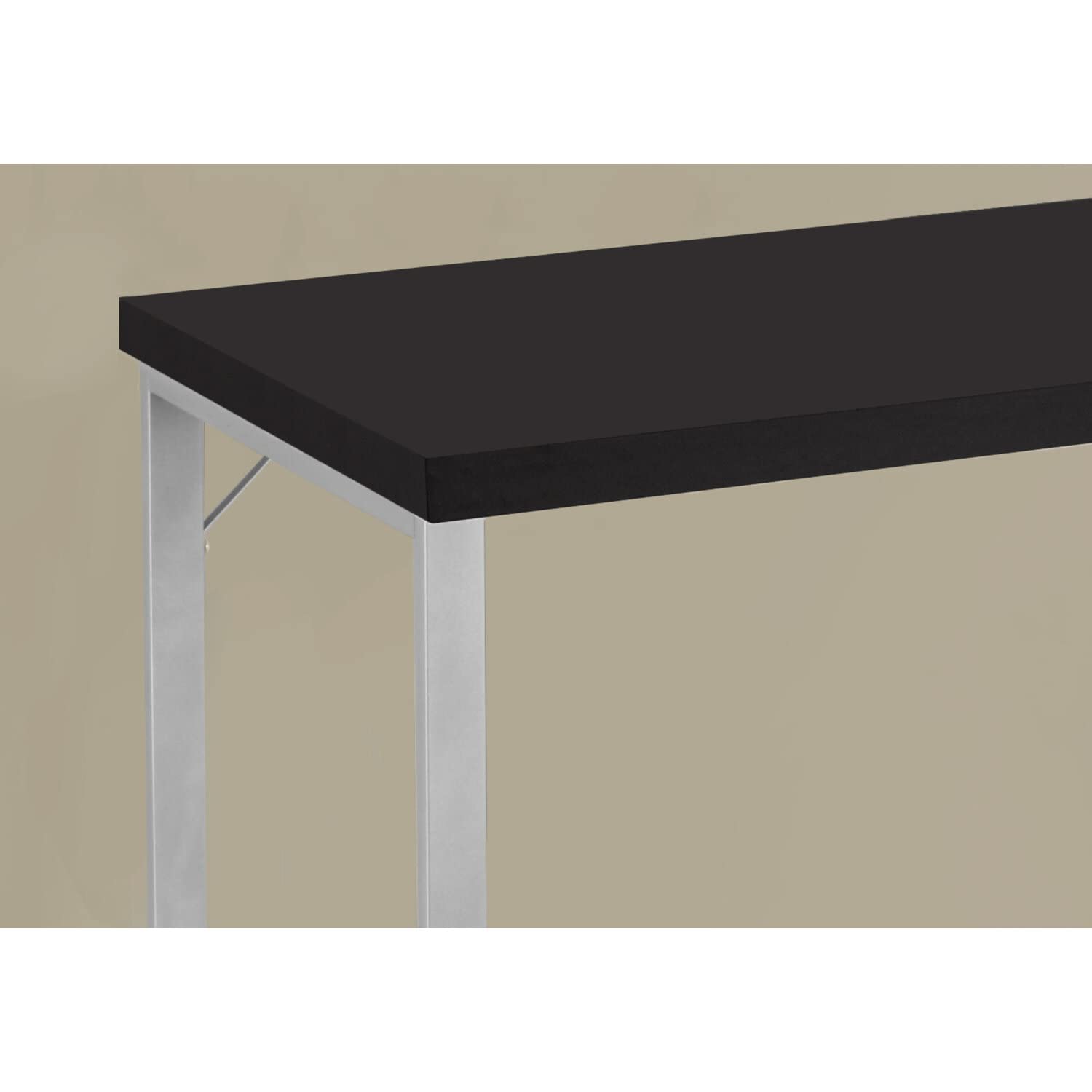 Monarch Specialties 7153 Computer Desk, Home Office, Laptop, 48&quot; L, Work, Laminate, Brown, Grey, Contemporary, Modern Desk-48 L Espresso, 47.25&quot; L x 23.75&quot; W x 30&quot; H, Cappuccino - Silver Metal