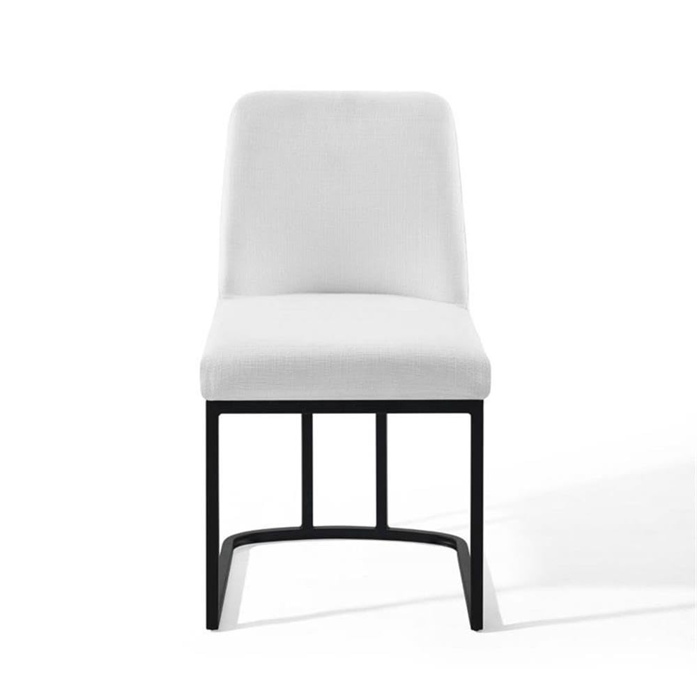 Modway Amplify Sled Base Upholstered Fabric Dining Side Chair, Black White 22 X 19 X 32