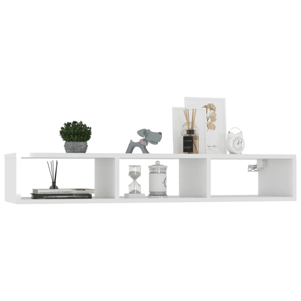 806253 vidaXL Wall Shelf High Gloss White 40.2&quot;x12&quot;x7&quot; Chipboard