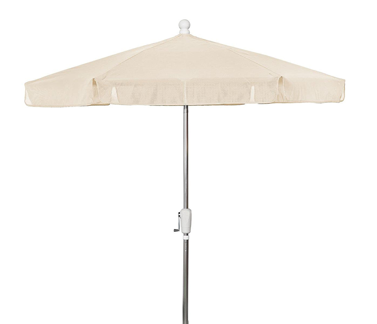 7.5' Hex Garden Tilt Umbrella 6 Rib Crank Bright Aluminum With Natural Vinyl Coated Weave Canopy