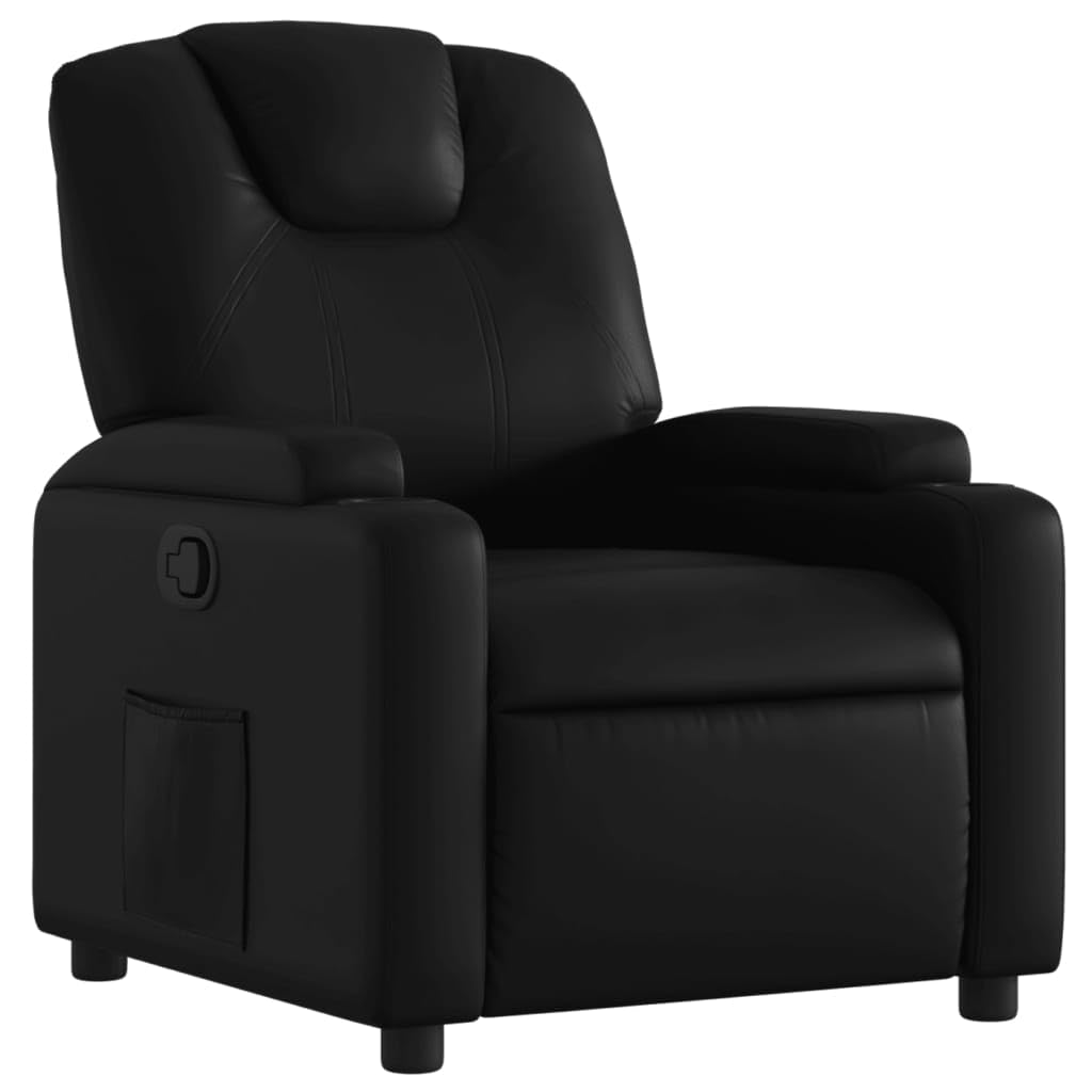 vidaXL Recliner Chair - Black Faux Leather, Manual Recline, Cup Holders, and Pocket, 135-Degree Tilt - Ideal for Living Room or Office