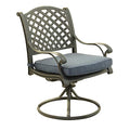 iPatio Manhattan Cast Aluminum Dining Swivel Rocker with Cushion, Navy Blue, Set of 2