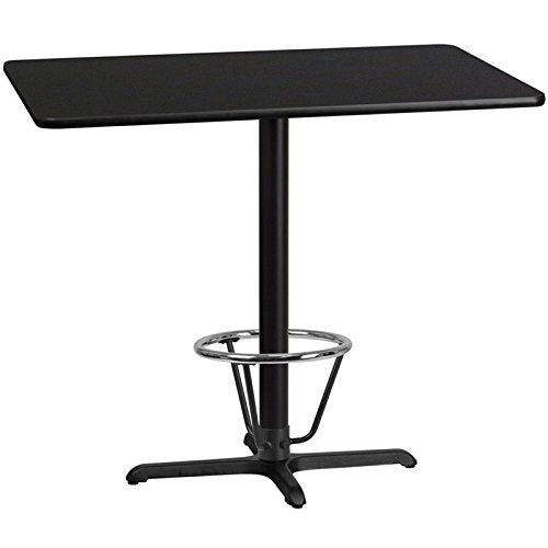 Flash Furniture Stiles 30'' X 48'' Rectangular Black Laminate Table Top With 23.5'' X 29.5'' Bar Height Table Base And Foot Ring