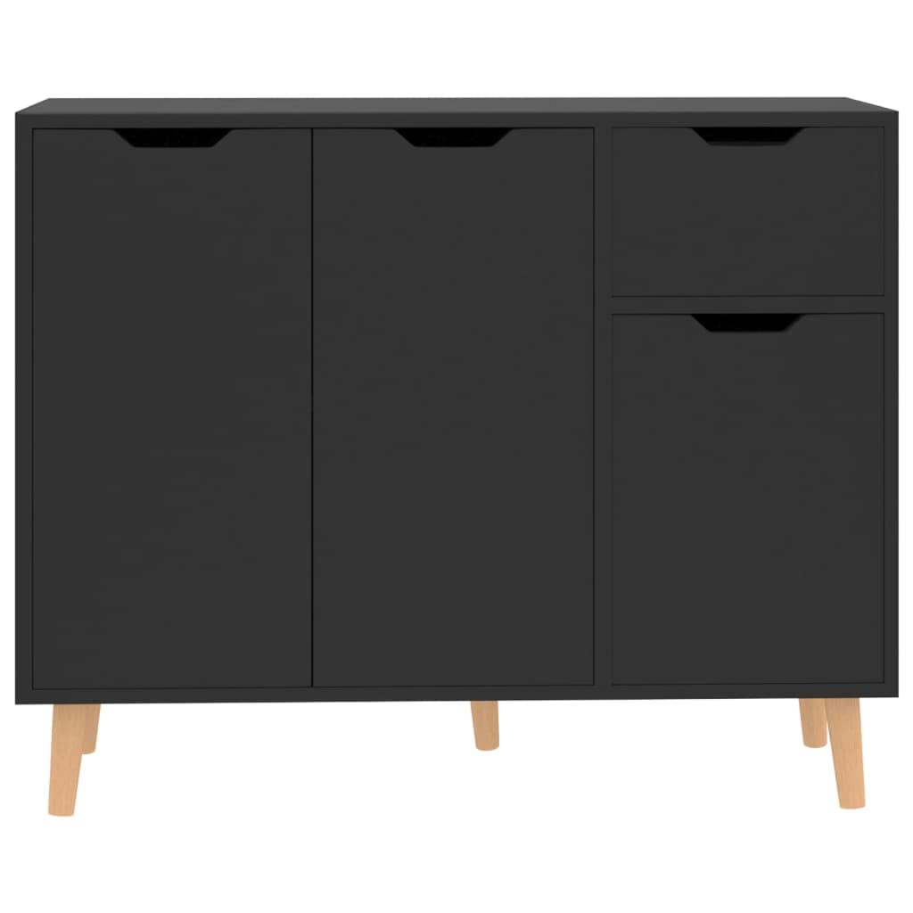 vidaXL Sideboard in High Gloss Black, 35.4&quot;x11.8&quot;x28.3&quot;, Engineered Wood, with Storage Cupboard, Ideal for Displaying Decorative Objects, Easy to Clean
