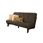 Kodiak Furniture Carson Full Size Futon Frame and Mattress Set - Java Brown Finish Wood Futon Frame with Mattress Included in Charcoal Gray Color