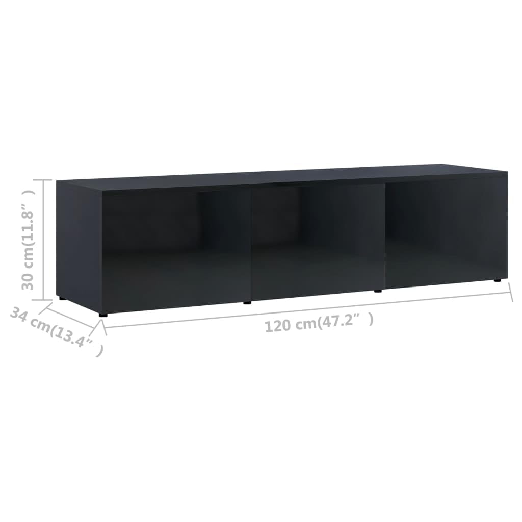 vidaXL TV Stand, TV Stand for Living Room, Sideboard with Storage, TV Console Media Unit Cupboard, Scandinavian, High Gloss Black Engineered Wood