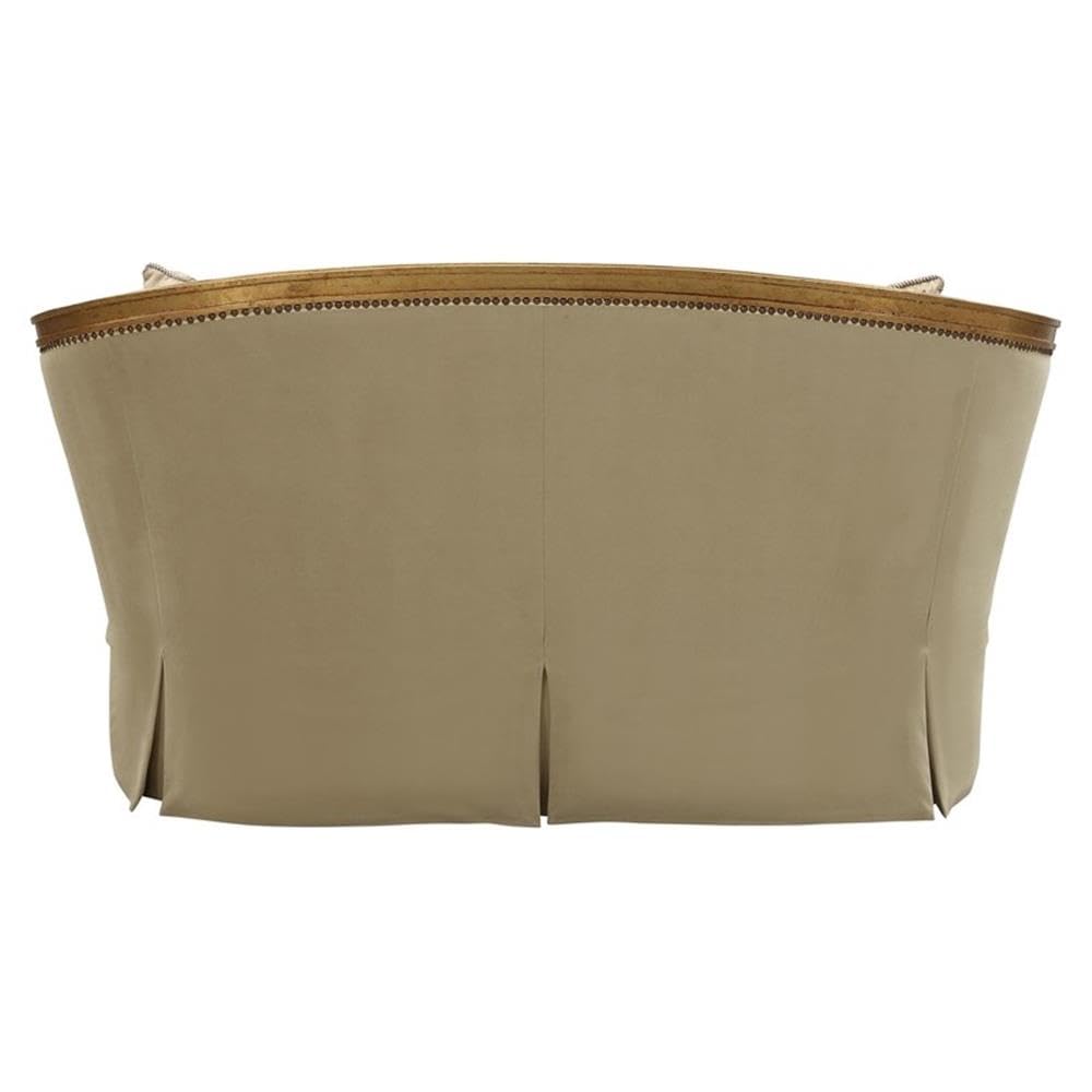 Acme Daesha Barrel Tight Back Loveseat Tan Flannel and Antique Gold