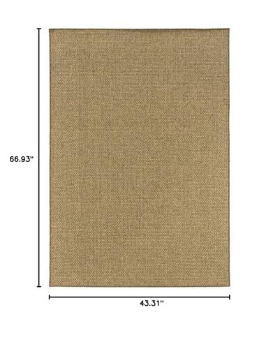 HomeRoots Polypropylene 4’x6’ Solid Tan Indoor Outdoor Area Rug