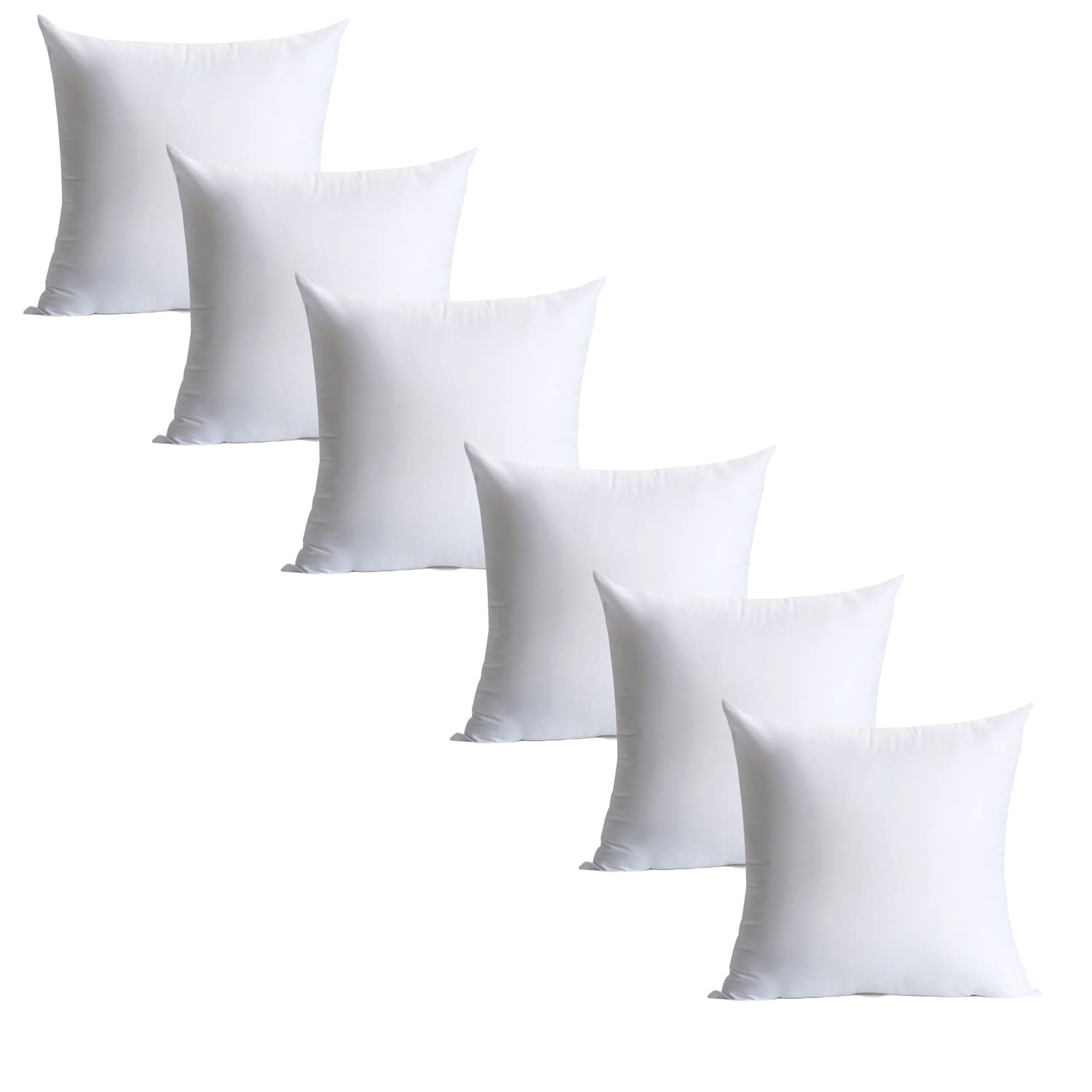 Calibrate Timing 16 X 16 Inches Pillow Inserts, Set Of 6 Hypoallergenic Brushed Microfiber Liner Down Alternative Filled Square