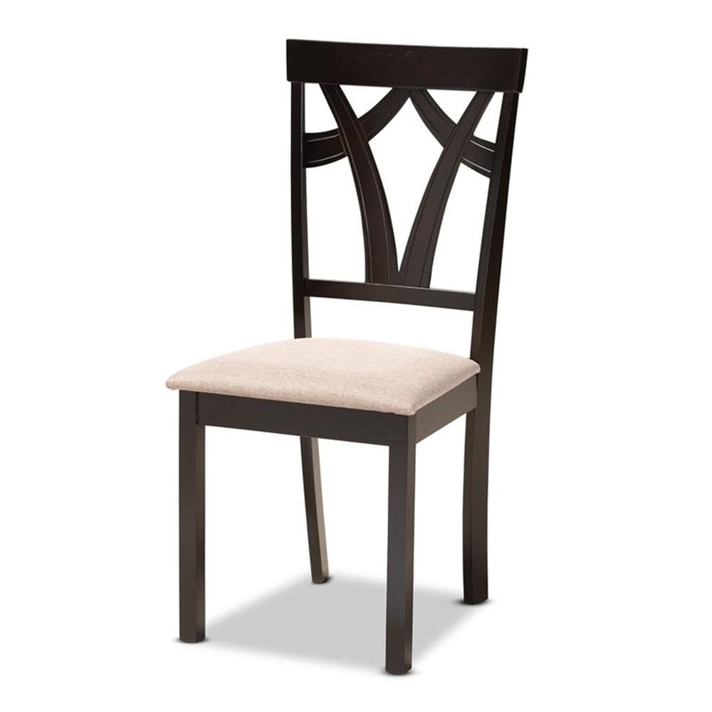 Baxton Studio Reagan Sand Fabric and Dark Brown Finished Wood 5-Piece Dining Set