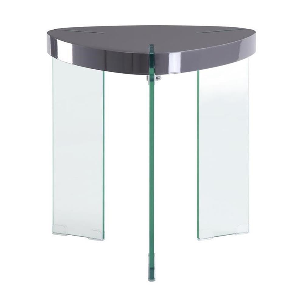 Acme Noland End Table in Gray High Gloss & Clear Glass