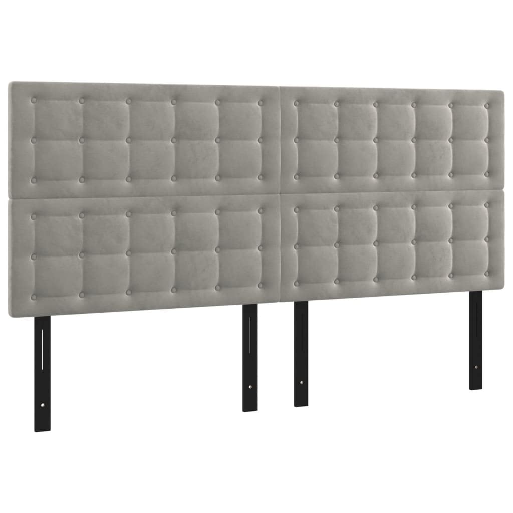 Vidaxl Led Headboard Home Indoor Bedroom Bed Accessory Upholstered Bed Header Furniture With Led Light Gray 78.7"X2"X46.5"/50.4" Velvet