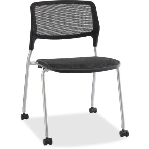 Lorell Stackable Guest Chairs - Black Seat - Black Back - Metal Powder Coated Frame - 22.3&quot; X 23.5&quot; X 32.5&quot; Overall Dimension