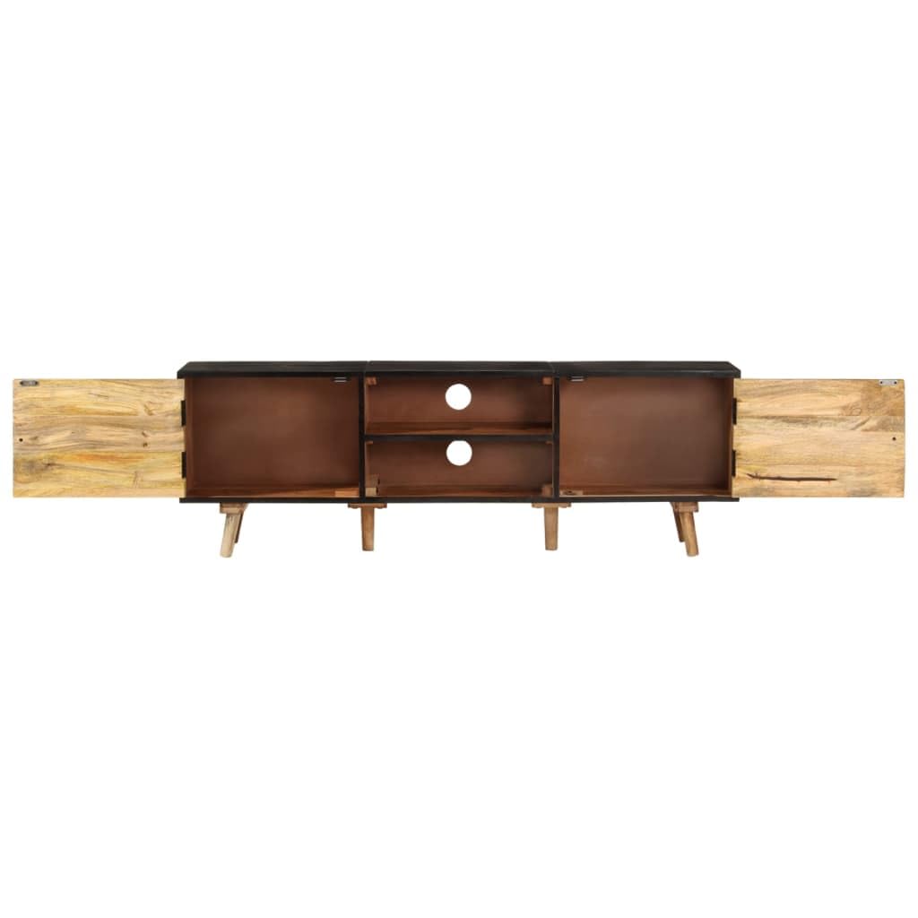 vidaXL - Solid Wood TV Stand with Ample Storage | Rough Mango Wood and Solid Acacia Material | Unique Wood Grain Design | Polished, Painted, and Lacquered Finish