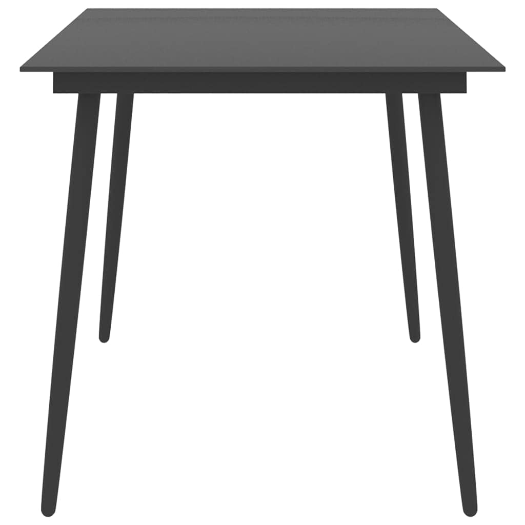 Patio Dining Table Black 59.1&quot;x35.4&quot;x29.1&quot; Steel and Glass