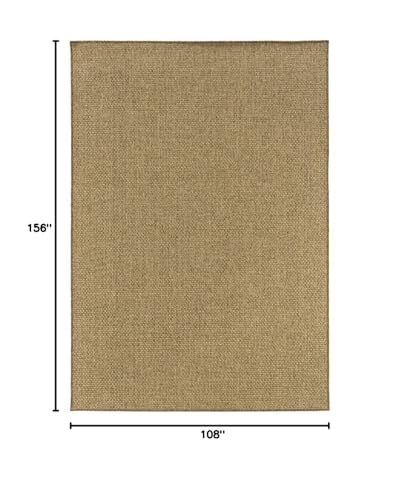 HomeRoots Polypropylene 9’x13’ Solid Tan Indoor Outdoor Area Rug