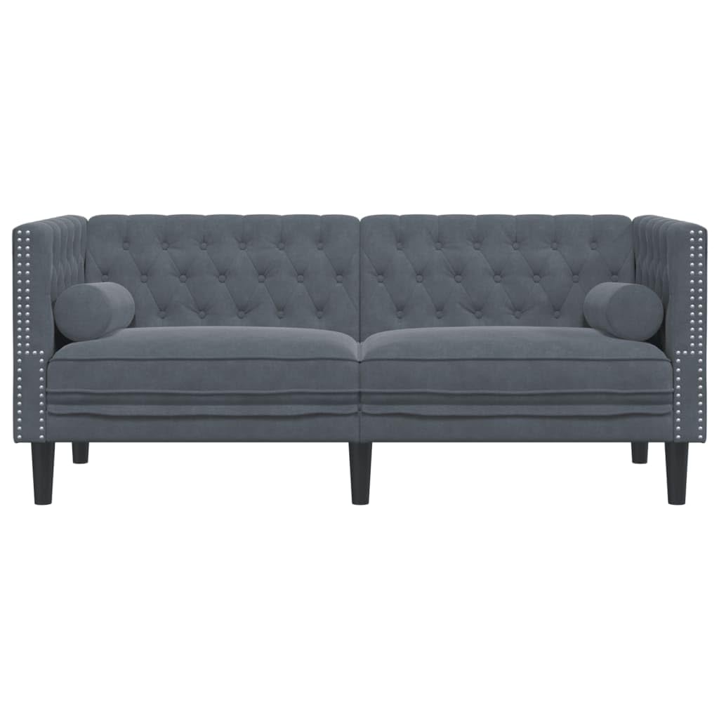 vidaXL Chesterfield Sofa Loveseat/Settee 2-Seater - Dark Gray Velvet, Button-Tufted Backrest & Armrests, 68.5?W x 29.3?D x 27.8?H